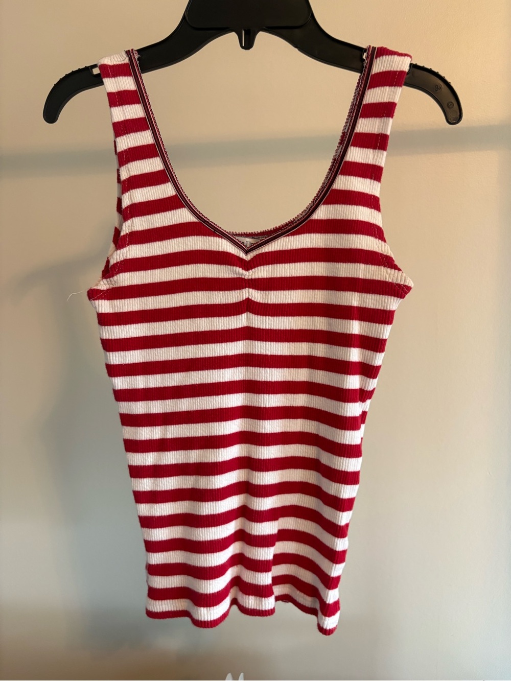 One Step Ahead Red & White Striped Ribbed Tank Bandeau